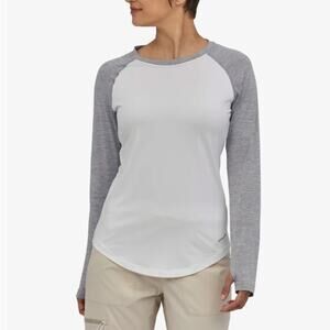Patagonia Women’s White & Grey Tropic Comfort Crew Long Sleeve Top